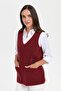 Women's V-Neck Pocket Embroidered Wool Vest V.Red - 8