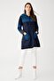 Women's Patterned Hooded Knitwear Wool Cardigan Dark Blue - 2