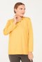 Women's Crew Neck Long Sleeve Embroidered Combed Cotton Blouse Mustard - 6