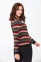 Women's Striped V-Neck Sweater Black - 4