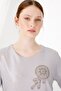 Women's Crew Neck Short Sleeve Chiffon Shiny Fabric Blouse Silver - 7