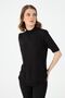 Women's Lycra Short Sleeve Half Fisherman Blouse Black - 4