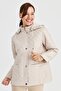 Women's Hooded Short Quilted Jacket with External Pockets Beige - 6