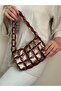 Coffee Satin Lined Casual Bag Evening Dress-Event Bag Handbag Shoulder Bag - 3
