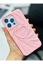Apple iPhone 14 Promax and 15 Promax Compatible 3D Matte Satin Heart Embossed Patterned Silicone Case - 3
