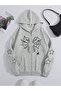 Star Spider Web Sweatshirt Zippered Cardigan - Gray Printed Oversize Pocket Winter Hoodie