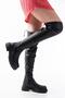 812-2194 Black Zippered Over-The-Knee Lace-Up Socks Daily Women's Boots - 3