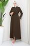 Belted Hidden Placket Ferace Brown HM2178 - 2