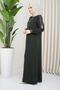Khaki Abaya with Piping Detail - 3