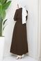 Belted Hidden Placket Ferace Brown HM2178 - 4