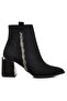 Feles Twist Stripe Stone Detailed Classic Women's Boots BLACK-SUEDE
