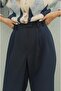 Navy Blue Pleated Palazzo Trousers - 8