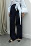 Navy Blue Pleated Palazzo Trousers - 2