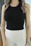Black Basic Corded Crop - 3