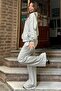 Gray Printed Hooded Women's Tracksuit Set Sh184 - 6