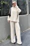 Ecru Long Sleeve Knitwear Sweater Trousers Double Set Mg2173 - 2