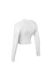 White Long Sleeve Crop Top - Star Pattern and Transparent Detail - 4