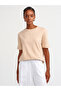 31218 Cotton T-Shirt with Stitching Details-Beige