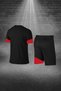 Men's Black Dri-Fit Fabric Fit Round Neck Short Sleeve T-Shirt Shorts Bottom Top Sports Set (S -3Xl) - 4