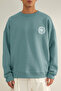 Mint Oversize/Geniş Kesim Çiçek Nakışlı İçi Polarlı Pamuklu Sweatshirt TMNAW24SW00012 - 5