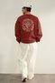 Kiremit Oversize/Wide Cut Floral Embroidered Fleece Lined Cotton Sweatshirt Tmnaw24Sw00012 - 4
