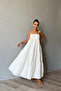 Sardinya Gipe Detailed Ecru Strap Dress