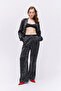 Leopard Print Trousers with Elastic Waist Detail Black