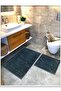 Cotton Woven Bath Mat Set, Bathroom Rug Leaf Set of 2 60X100 - 60X50 Anthracite