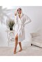 White Unisex Hooded 100% Organic Cotton Waffle Bathrobe - 3