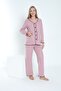 Button-Front Adjustable Waist Maternity and Postpartum Pajama Set with Ruffle Detail on Sleeves and Legs - 2