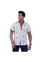 Milk Coffee Cappucino Floral Printed Flamed Breathable Cotton Slim Fit Short Sleeve Shirt - 4