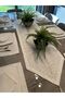 Royal 7 Piece French Lace Corner Tasseled Gold Glitter Ecru American Service and Runner Set - 6