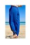 Women's Harem Pants, 100% Cotton Mesh Linen Linen , Bohemian Style, Blue Color, Cobalt Blue - SHALVAR - BOHEMIAN - 2