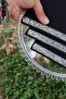 منديل تقديم جانبي بني مطرز مقاس 6 بوصات باللونين الأبيض والأسود - 8
