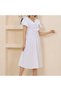 Women's Dress Midi Summer Short Sleeve V-Neck Flounced Elastic Waist - 2