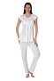 Cotton Maternity and Postpartum Pajama Set with Nursing Features - Elastic Waist - Ecru