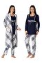8084 Women's Navy Blue Maternity 3-Piece Nightgown Set