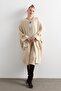 Women's Stand Collar Poncho with Embroidered Sleeves and Pockets - 3