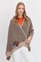 Women's Floral Embroidered Knitwear Shawl Dark Beige - 6