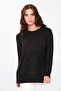 Women's Silvery Sweater with Buttons on the Sides and Skirt, Black - 3