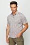 Men's Polo Neck Jacquard Short Sleeve T-shirt Beige - 8