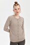 Women's Zero Collar Seamless Hair Braided Cardigan Mink - 4