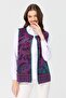 Women's Crew Neck Ivy Patterned Wool Vest Light Purple - 7