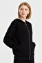 Women's Hooded Mesh Sweat with Side Pockets Black - 6