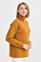 Women's Full Turtleneck Shoulder Hair Braided Wool Sweater Mustard - 7