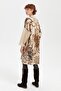 Women's High Collar Large Floral Poncho T.Melange_Black Glitter - 2