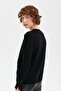 Women's Crew Neck Seamless Pocketed Wool Sweater Black - 4