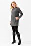 Women's Stand Collar Shoulder Embroidered Long Cardigan Smoked