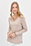 Women's V-Neck Embroidered Cotton Blouse Mink - 8