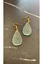 Mint Green - Serrated and Crystal Patterned Epoxy Earrings with Gold Accessories Handmade - 6